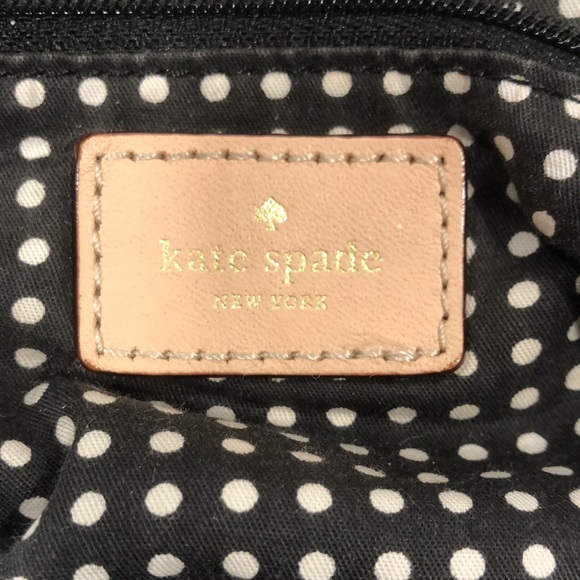 Kate Spade black nylon tote bag with pink/beige leather trim and polkadot inside - Picture 4 of 11